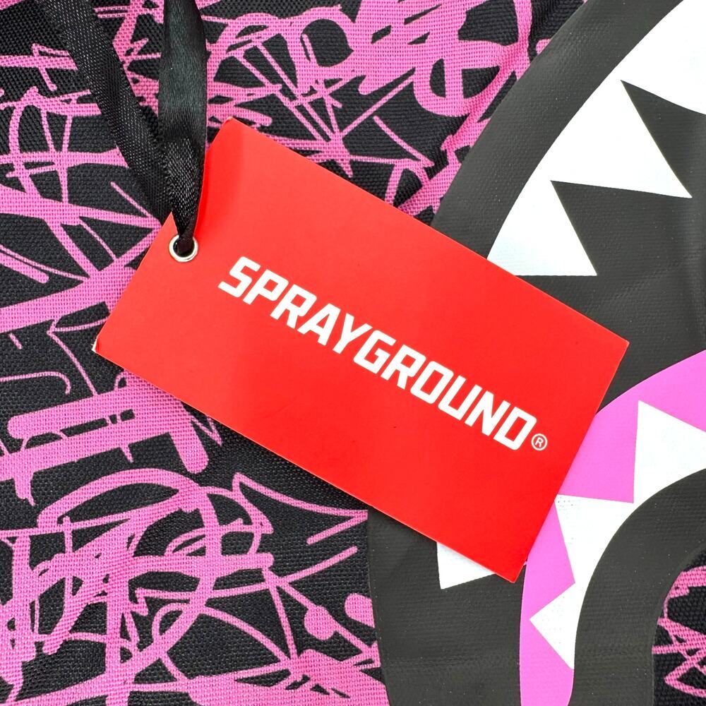 Sprayground Pink Graffiti Shark Tote Bag NWT Rare Streetwear Carryall Duffle - Picture 12 of 13